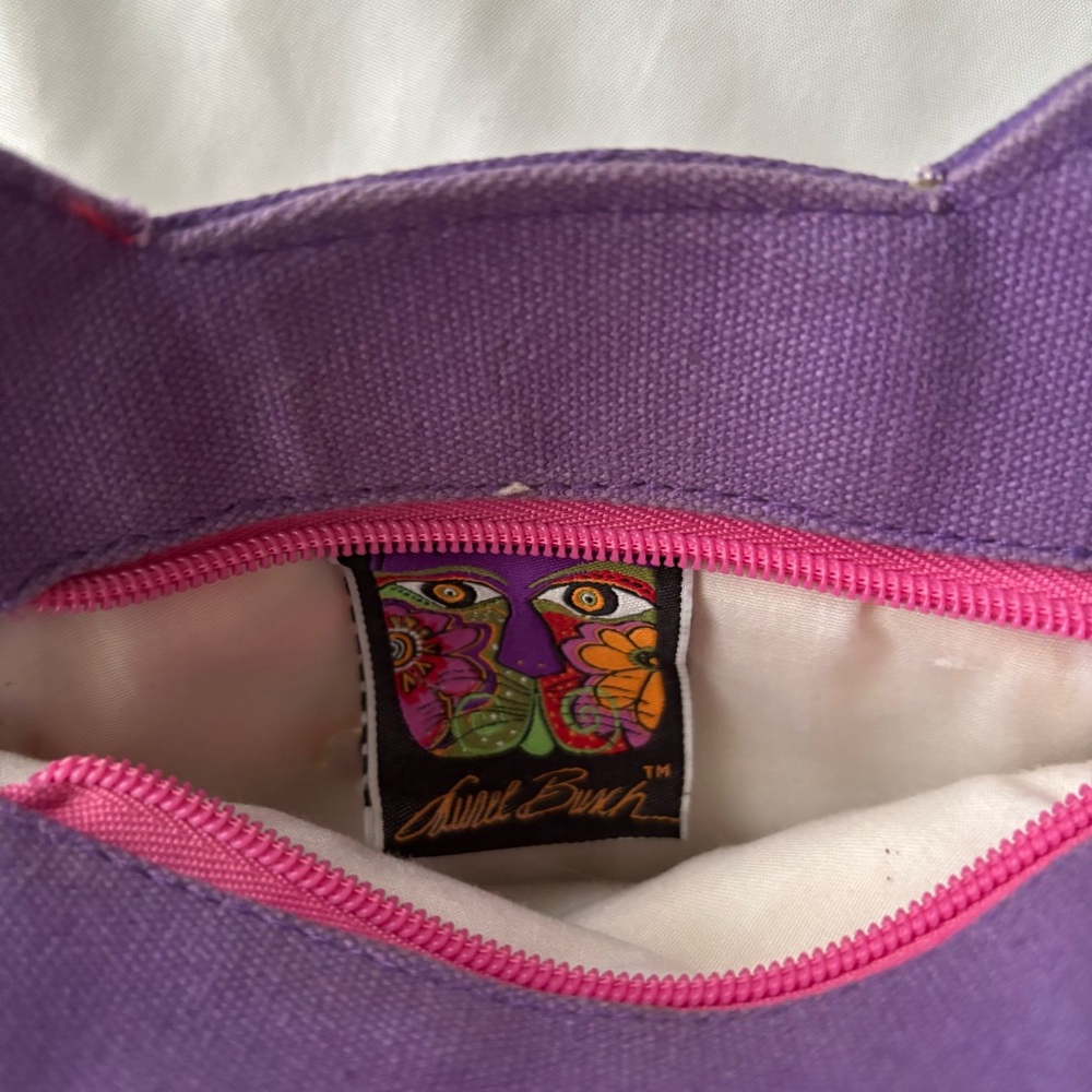 Laurel Burch Purple and Pink Cat Face Bag - Picture 5 of 7